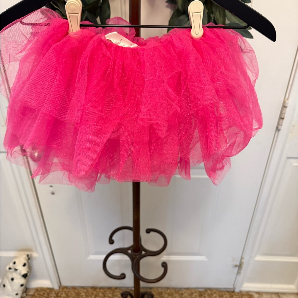2 Pc Hot Pink Punk Short Mini Tutu with Matching Fish Net Gloves OS - Picture 4 of 8